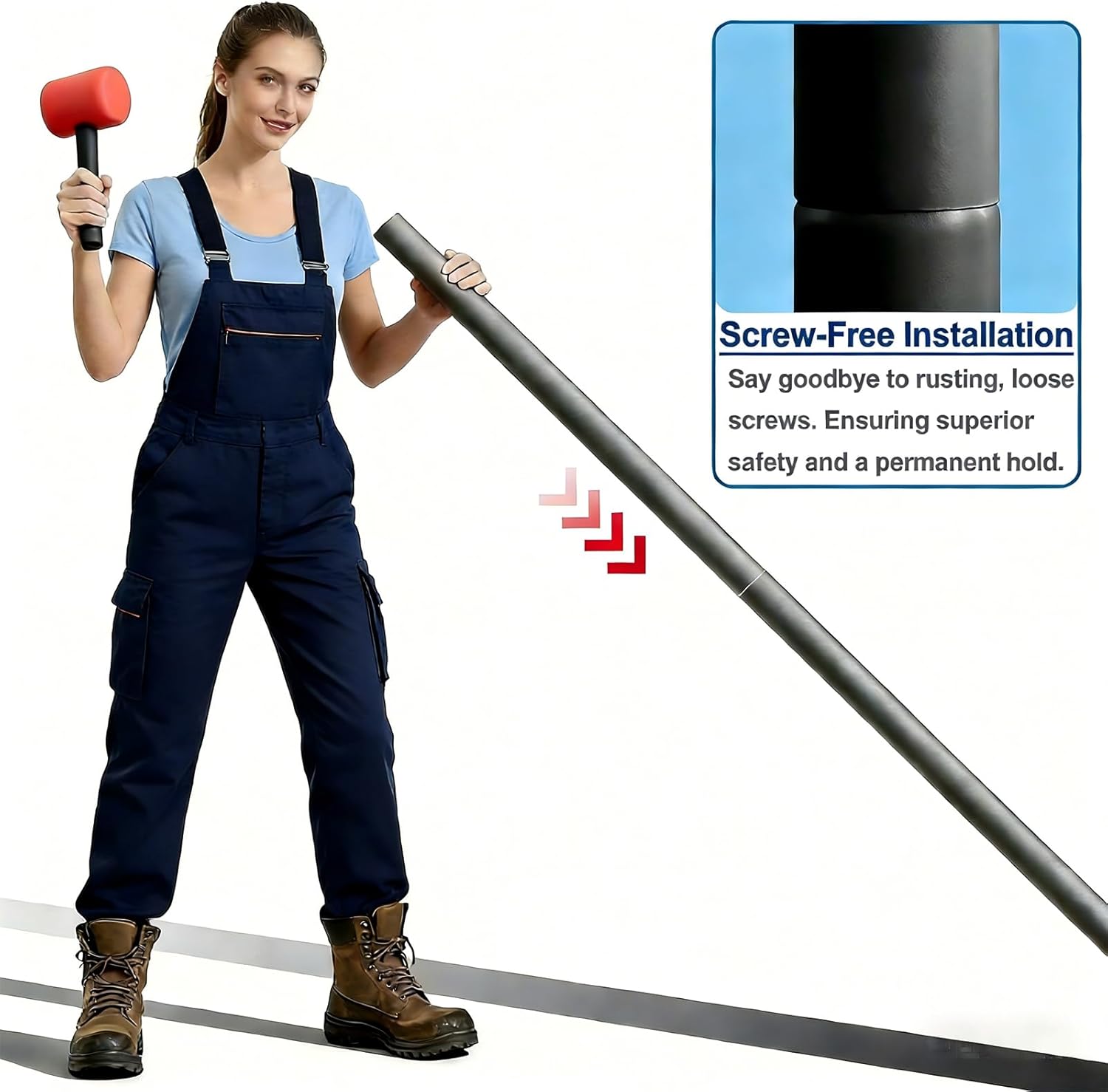 Outdoor Light Post & Cross Arm, Heavy-Duty Accessory for Post Lanterns and Landscape Fixtures (3" W x 84" H), Direct Burial Post in Black