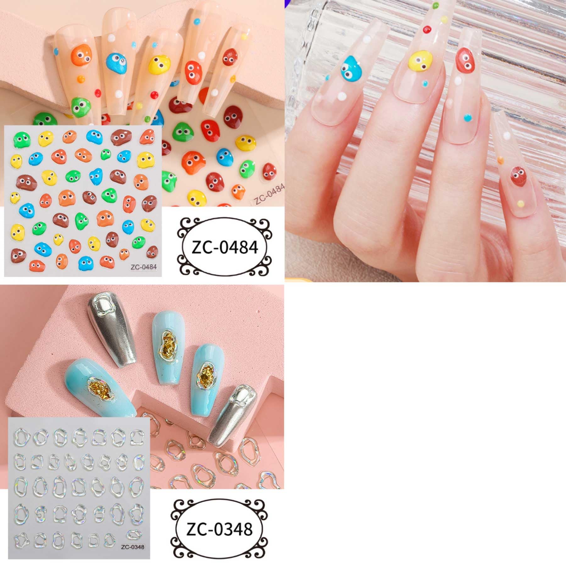 Amazon.co.jp: 【GLASS FROG】5D ネイルシール ぷっくり加工 韓国風