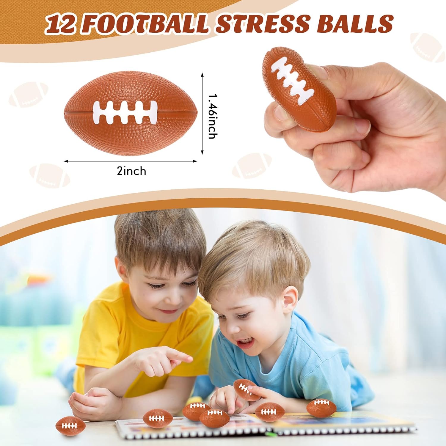 LEIFIDE 48 Pcs Football Party Favors 12 Sets Silicone Bracelet Drawstring Treat Bag Mini Stress Ball Keychains for Football Birthday Party Supplies
