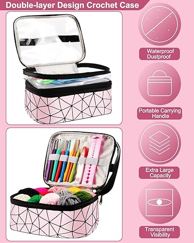 Miniatura 7 de Coopay Kit de ganchillo para principiantes, kit de inicio de ganchillo de 71 piezas con hilo de ganchillo de 16 colores e instrucciones, juego de