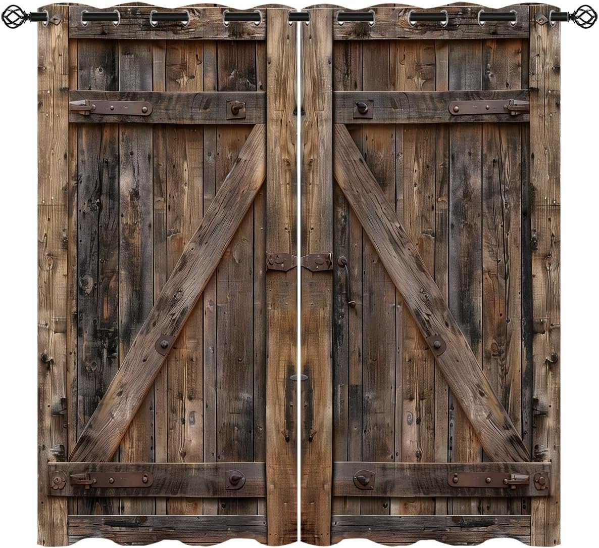 Rustic Barn Blackout Curtains for Girls Boys Home Decor, Farmhouse Wooden Wood Vintage Plank Country Grommet Thermal Insulated Drapes Darkening Window Curtain for Bedroom Living Room, 42 x 63 Inch