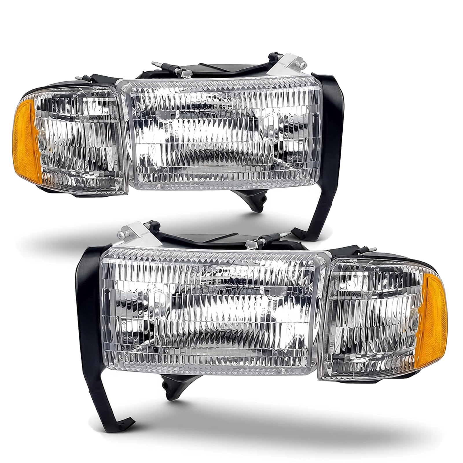 Photo 1 of APSVE Headlights Assembly compatible with 1994-2001 Dodge Ram 1500,94-02 RAM 2500 3500,Fit Non-Sport Models Only, Headlamp w/Bulb & Corner Lights, Driver Passenger Side