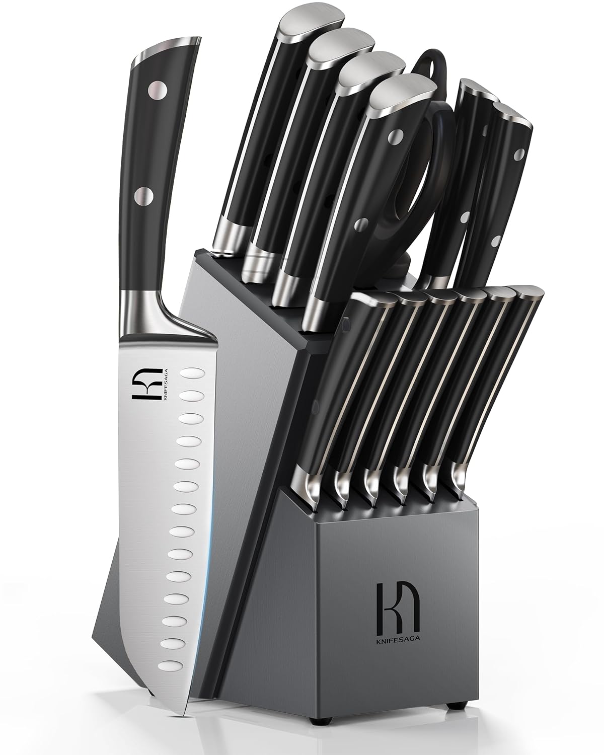 Knife Set Premium 15 Pcs Kitchen Knife Set with Block Japanese High Carbon Stainless Steel Razor Sharp Knife