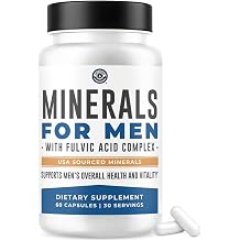 Minerals for Men with Fulvic Acid Complex, 60 Count | Fulvic Minerals, Boron, Zinc & Magnesium - Supports Men's Health & Vitality - USA Sourced Minerals, 3rd Party Tested
