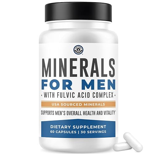 Minerals for Men with Fulvic Acid Complex, 60 Count | Fulvic Minerals, Boron, Zinc & Magnesium - Supports Men's Health & Vitality - USA Sourced Minerals, 3rd Party Tested