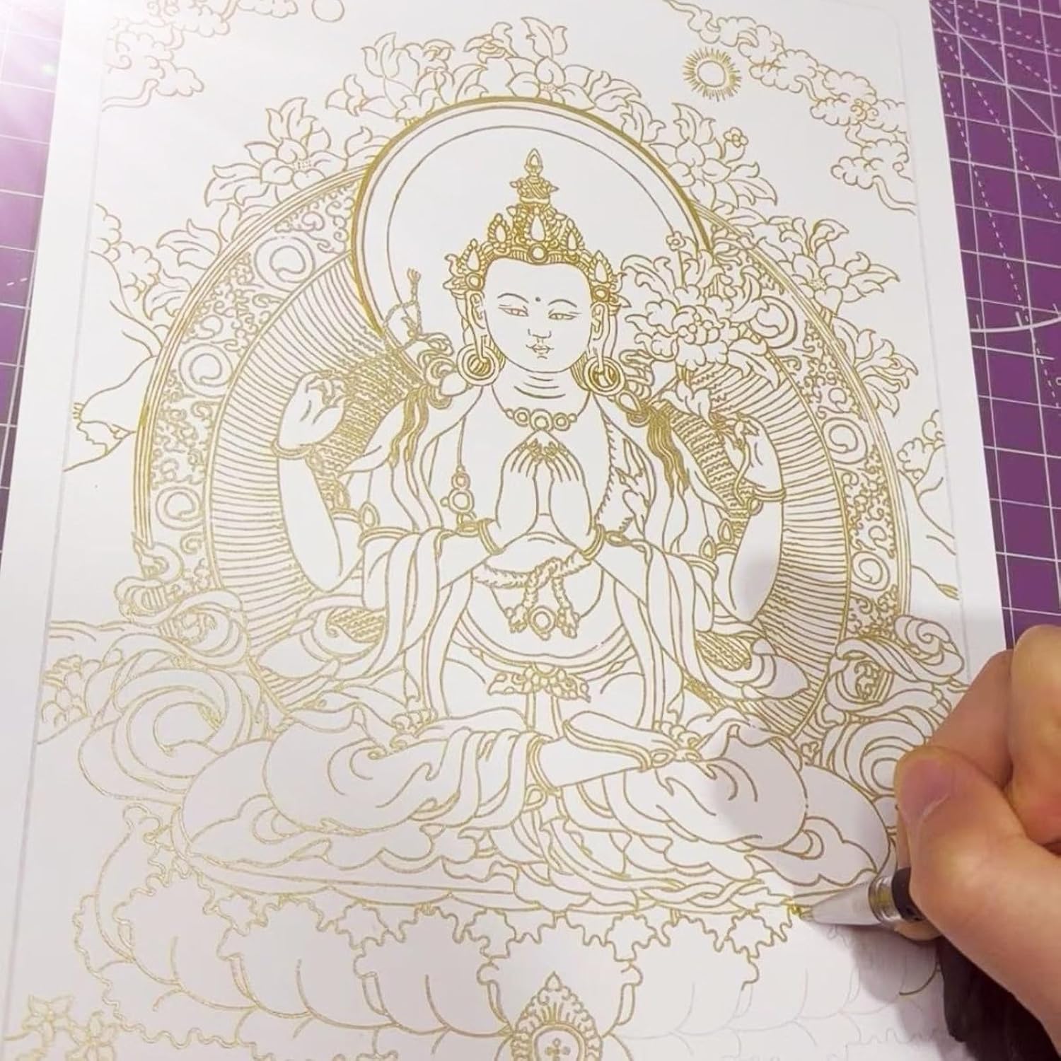 LEEDJUINE Buddha Statue Picture Book Tracing Painting Hand-Drawn