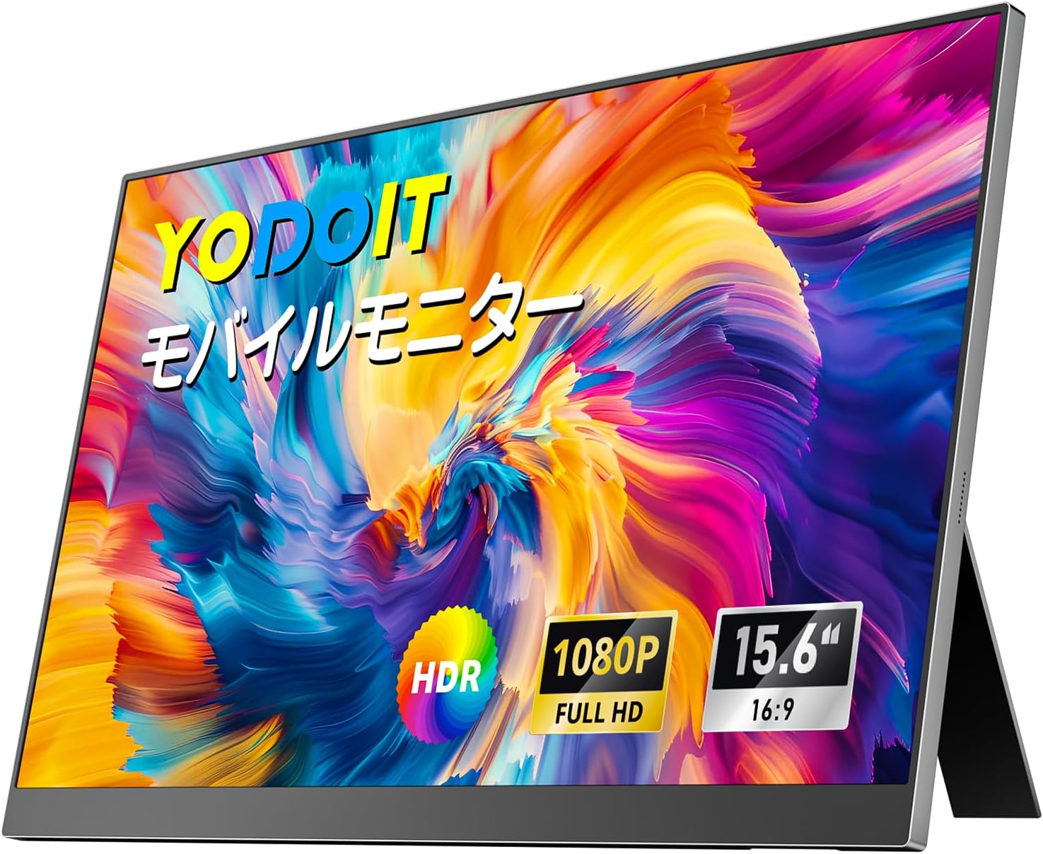 Yodoit Mobile Monitor, Freestanding 15.6 Inch VESA Compatible Portable Monitor, Lightweight, Easy to Carry, 100% sRGB 1080P FHD Type-C/mini HDMI Built-in Speaker, Compatible with Switch/PS4/PS5/XBOX