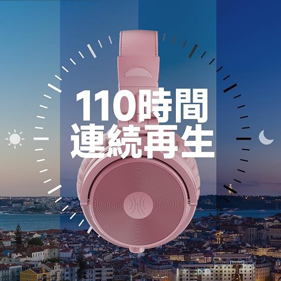 OneOdio Wireless Headphones, Up to 110 Hours of Continuous Playback, Bluetooth Headphones, Heavy Bass, Wired Hi-Res, Multi-Point Support, Built-in Microphone, Hands-Free Calling, Pro C, Rose Gold