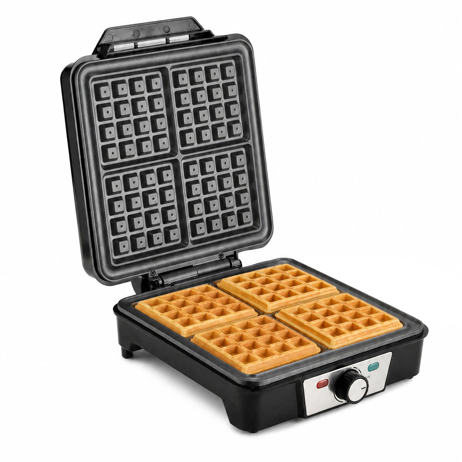 Cozary Gofrera 1200W – 5 Niveles, Acero Inoxidable, 4 Gofres