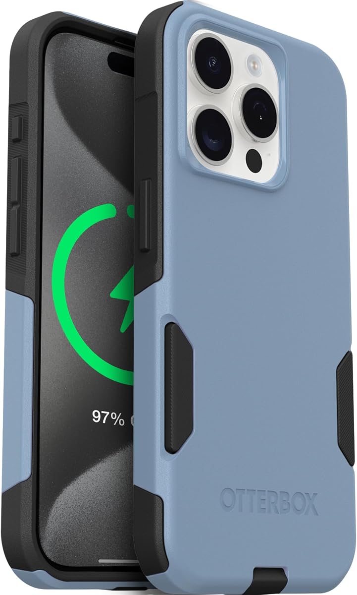 OtterBox iPhone 15 Pro Max Commuter Series MagSafe Case - Blue & Black | 3X MIL Drop Protection - Dual-Layer Shockproof Design - Pocket-Friendly - Raised Edges - Port Covers