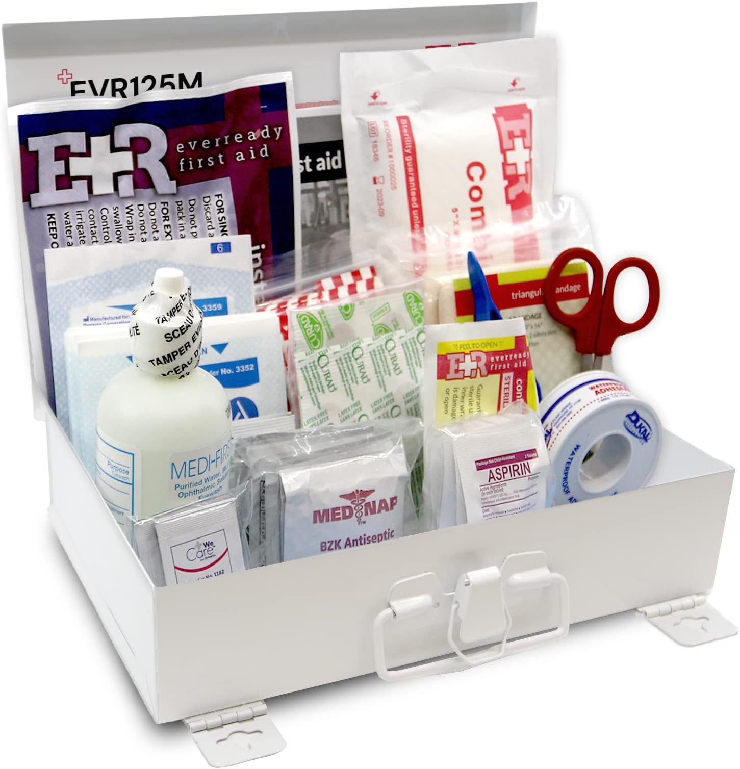 Ever Ready First Aid 107 Piece 25 Person First Aid Kit with Metal Case, OSHA Compliant