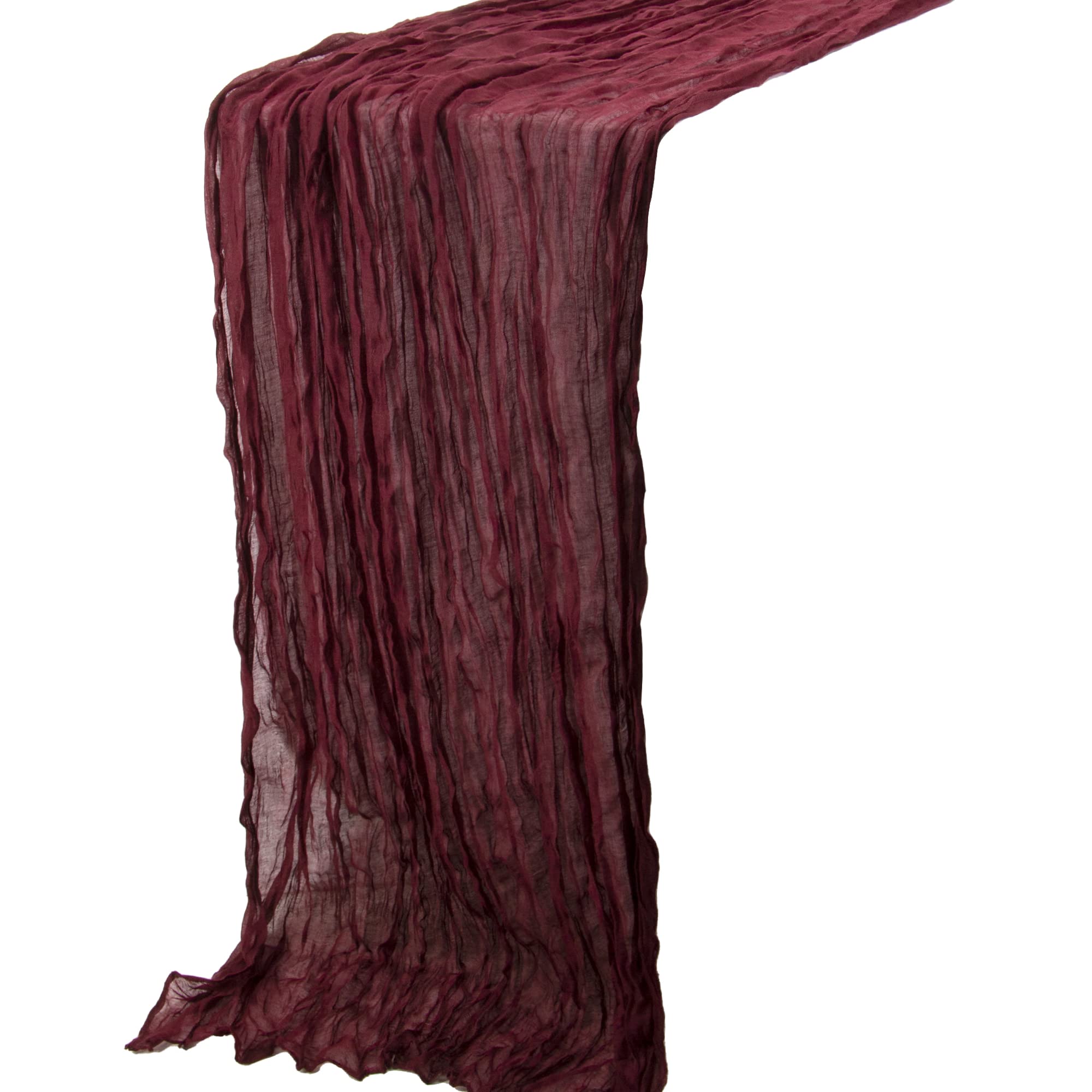 Time to Sparkle 3PCS Cheesecloth Table Runner 90X400CM Vintage Gauze Romantic Table Runner for Wedding Bridal Shower Birthday Party Table Decor Burgundy