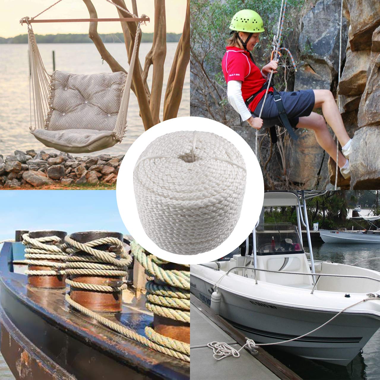 Polypropylenleine Nr. 45 – 12 Mm X 30 M, Weiß Mit Blauer Kennung, Für Boote & Festmacher