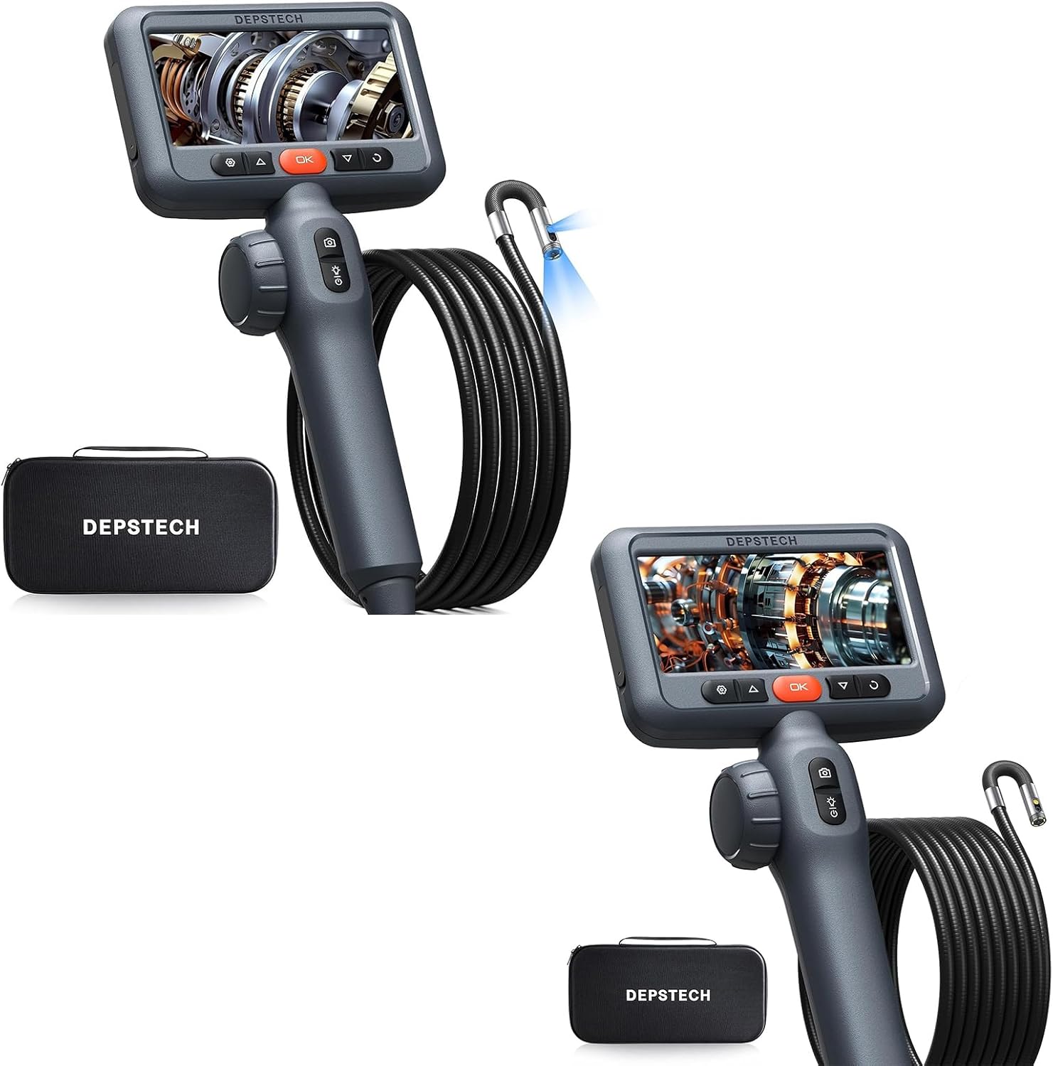 DEPSTECH DS650 Dual Lens Articulating Borescope Camera with Light 5FT and 10FT