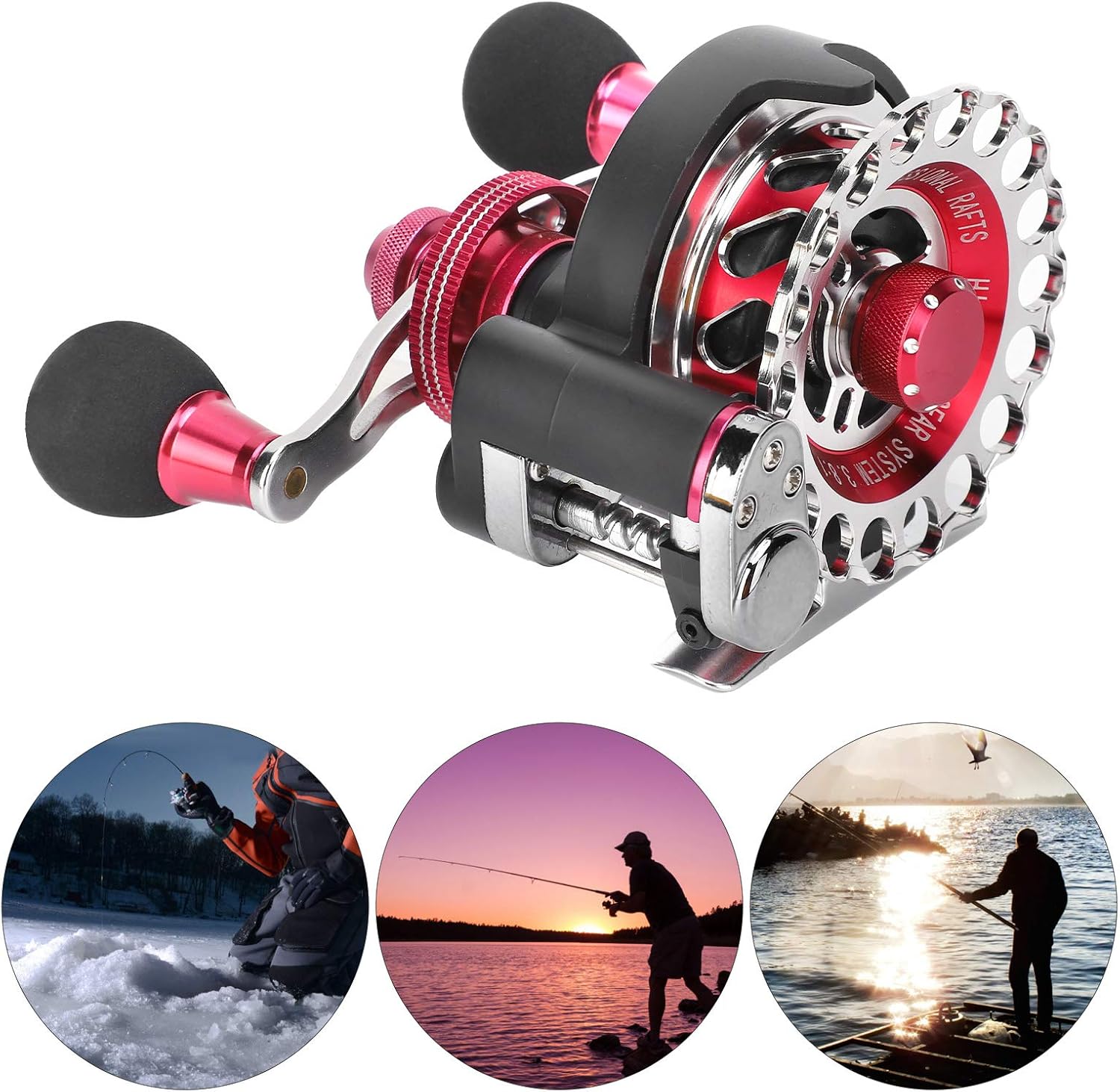 Fishing Reels Wheel,Portable High Strength Fishing Reels 10+1 BB 2.6:1 Gear Ratio Raft Wheel Accessory(Left Hand Type)