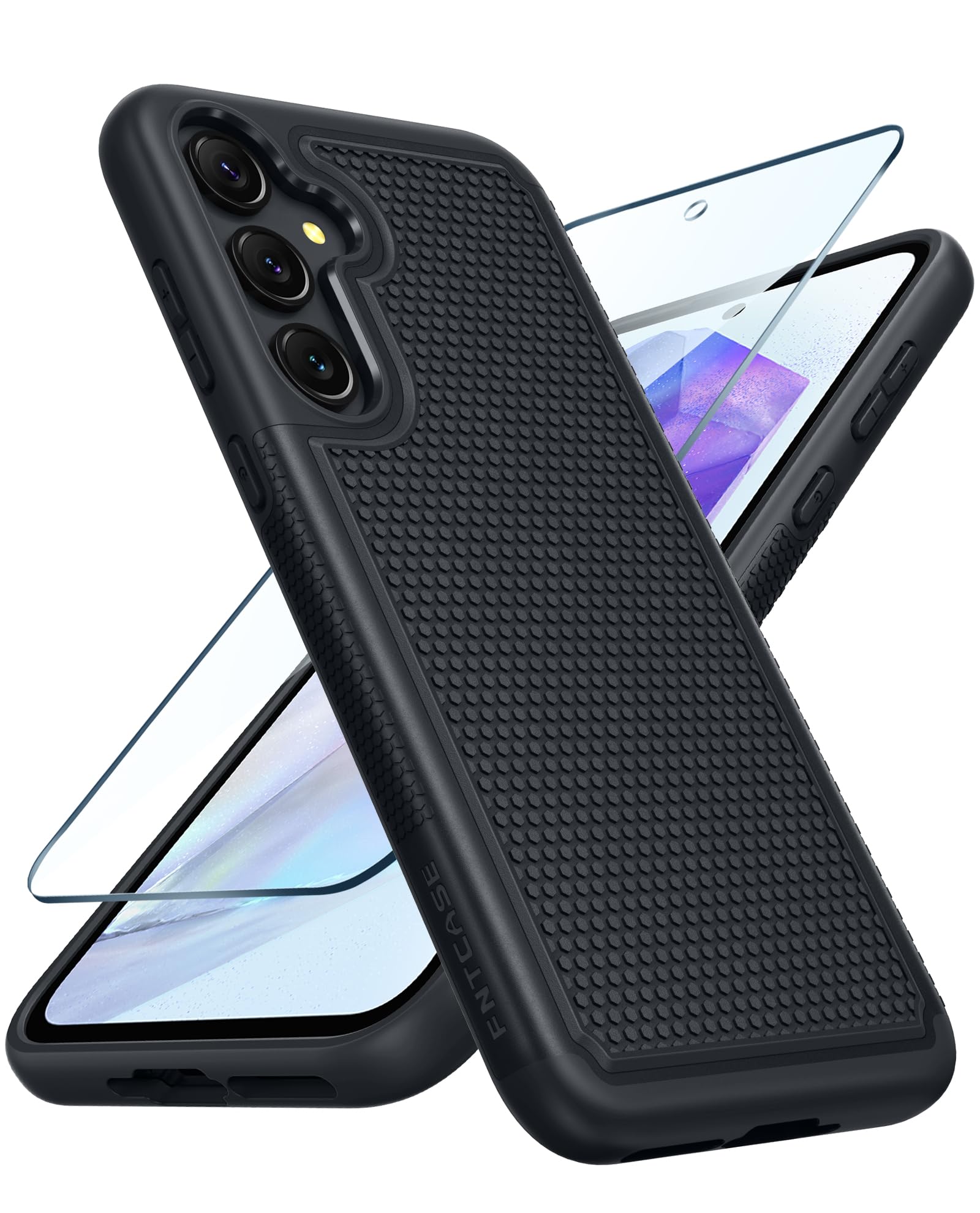 FNTCASE for Samsung Galaxy A35-5G Case: A55-5G Phonecase Dual Layer Protective Heavy Duty Cell Phone Cover Shockproof Rugged with Non Slip Textured Back - Military Protection Bumper - 2024, 6.6 inch