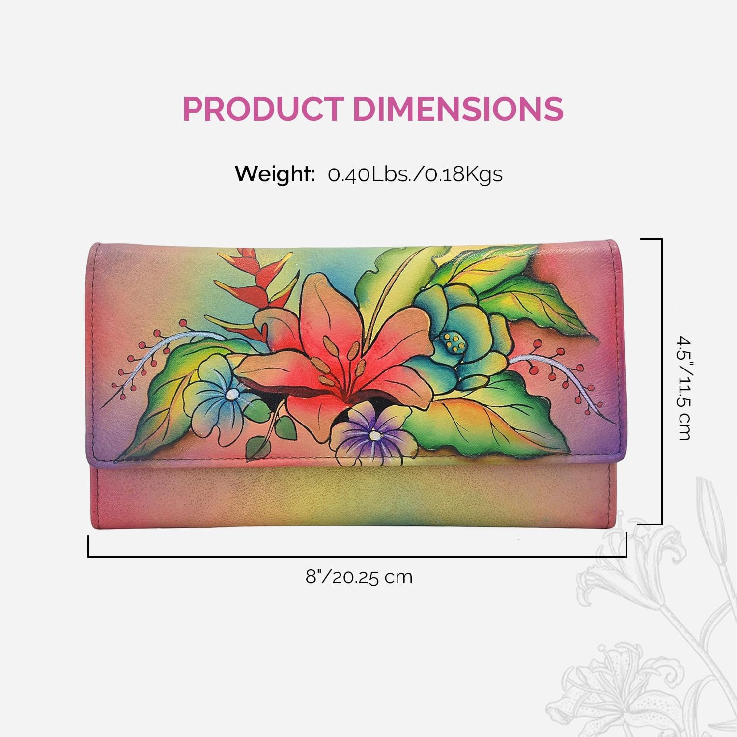 Anna by Anuschka Women's Hand Painted Genuine Leather Multi Pocket Wallet - Image 5