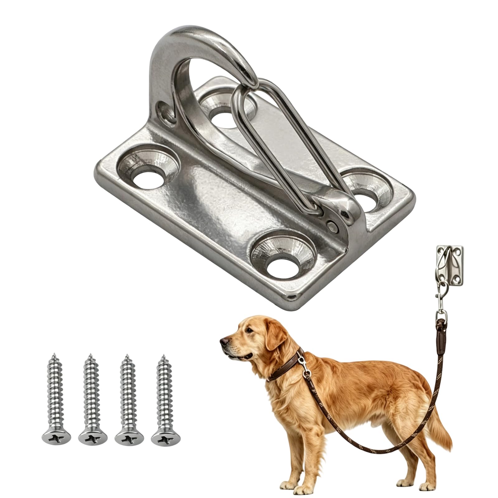 1Pcs Dog Lead Hook with 4 Screws, Thickened and Reinforced Dog Stake