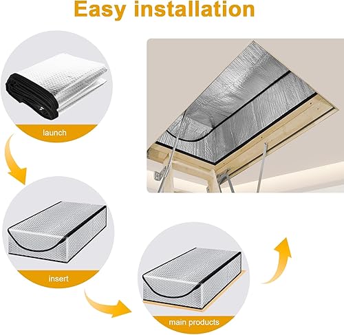Miniatura 5 de Cubierta aislante para escaleras de ático, tienda de campaña desplegable con cremallera de 25 x 54 x 11 pulgadas (cubierta atótica)