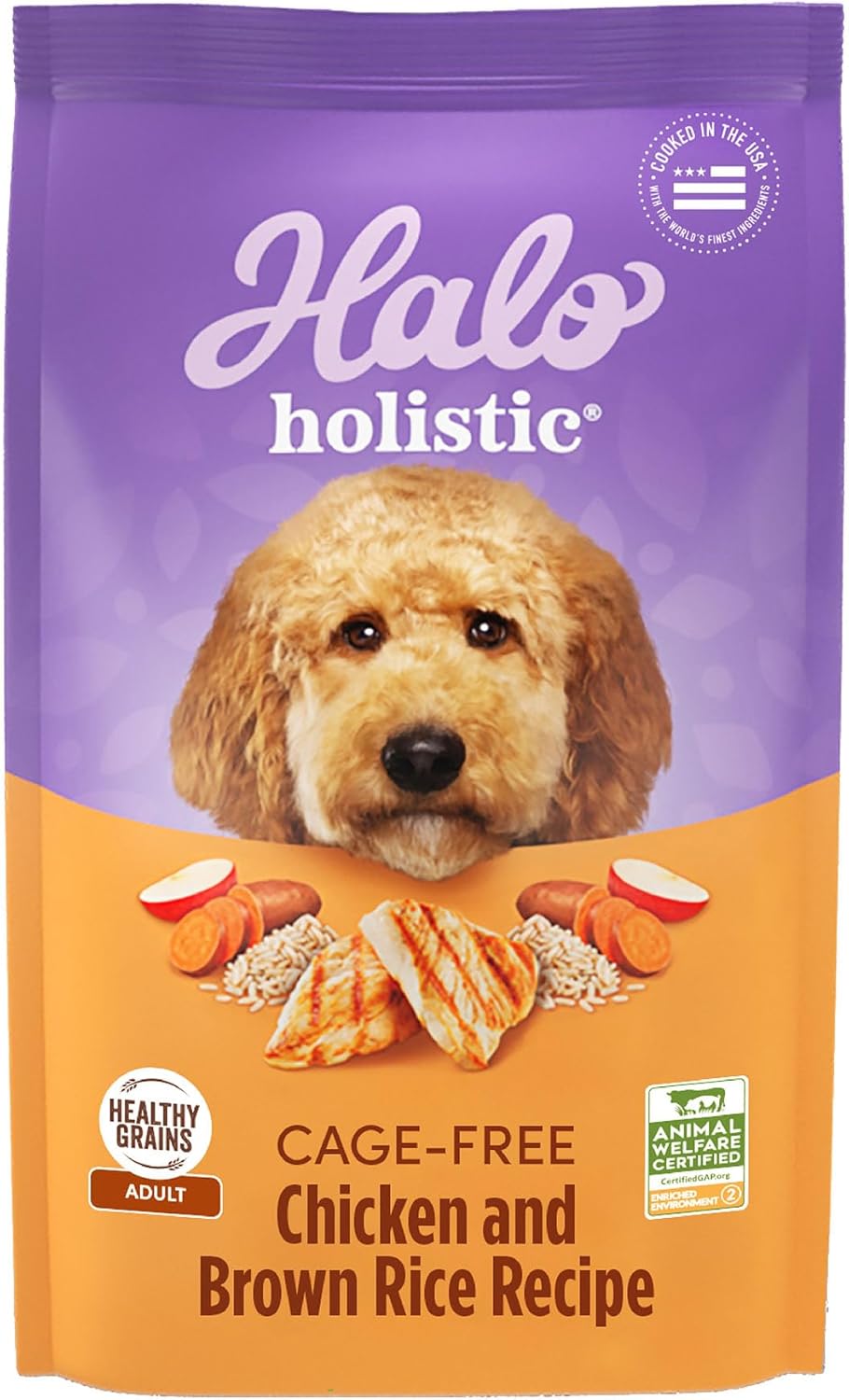 Halo Holistic Dog Food Cage Free Chicken & Brown Rice Formula, Healthy Grains Dry Dog Food, Complete Digestive Health, Kibble for Adult Dogs, 21 lb Bag Cage-Free Chicken & Brown Rice 3.5 Pound (Pack of 1)( BB:11/10/25)