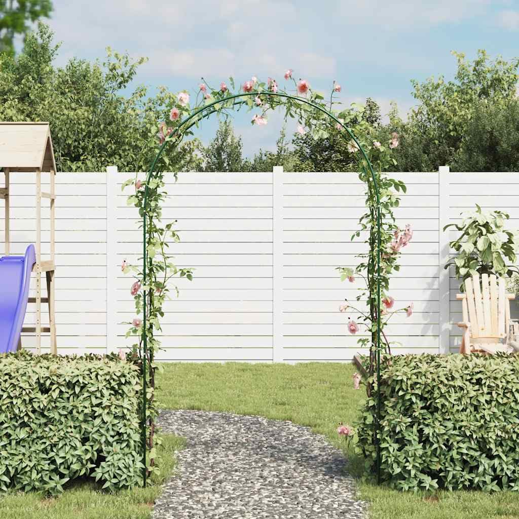 Arche de Jardin en Fer Vert foncé, 2 pièces, Treillage pour Plantes grimpantes, Rosier et Vigne, Structure 140 x 39 x 240 cm pour terrasse, Patio, allée et décoration extérieure