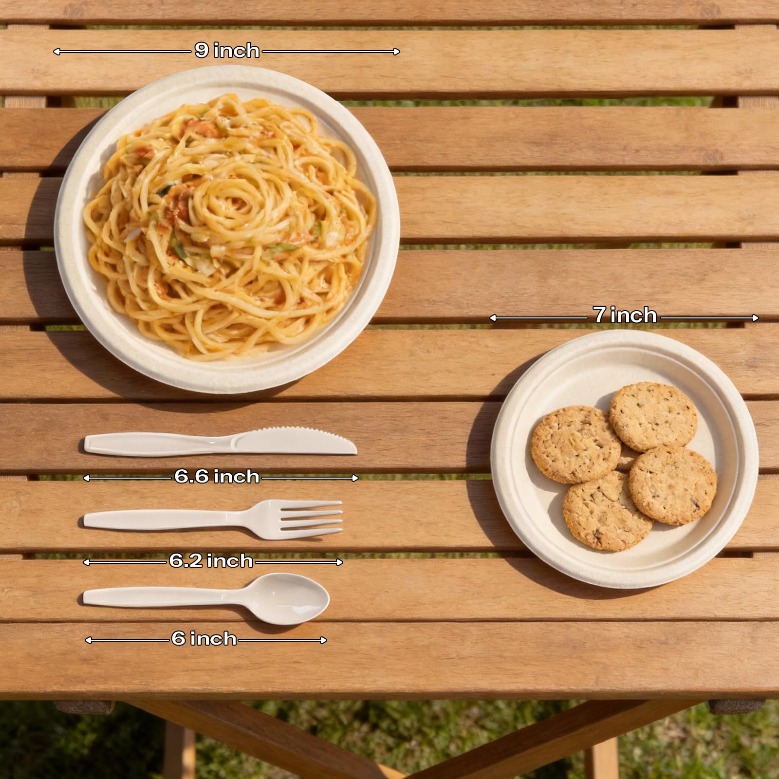 Finepak Compostable Paper Plates 9 Inch，Heavy Duty Paper Plates 100 Pack, Disposable Plates Biodegradable Dinnerware for Everyday Use, Party, Family (Microwave Safe) - 2