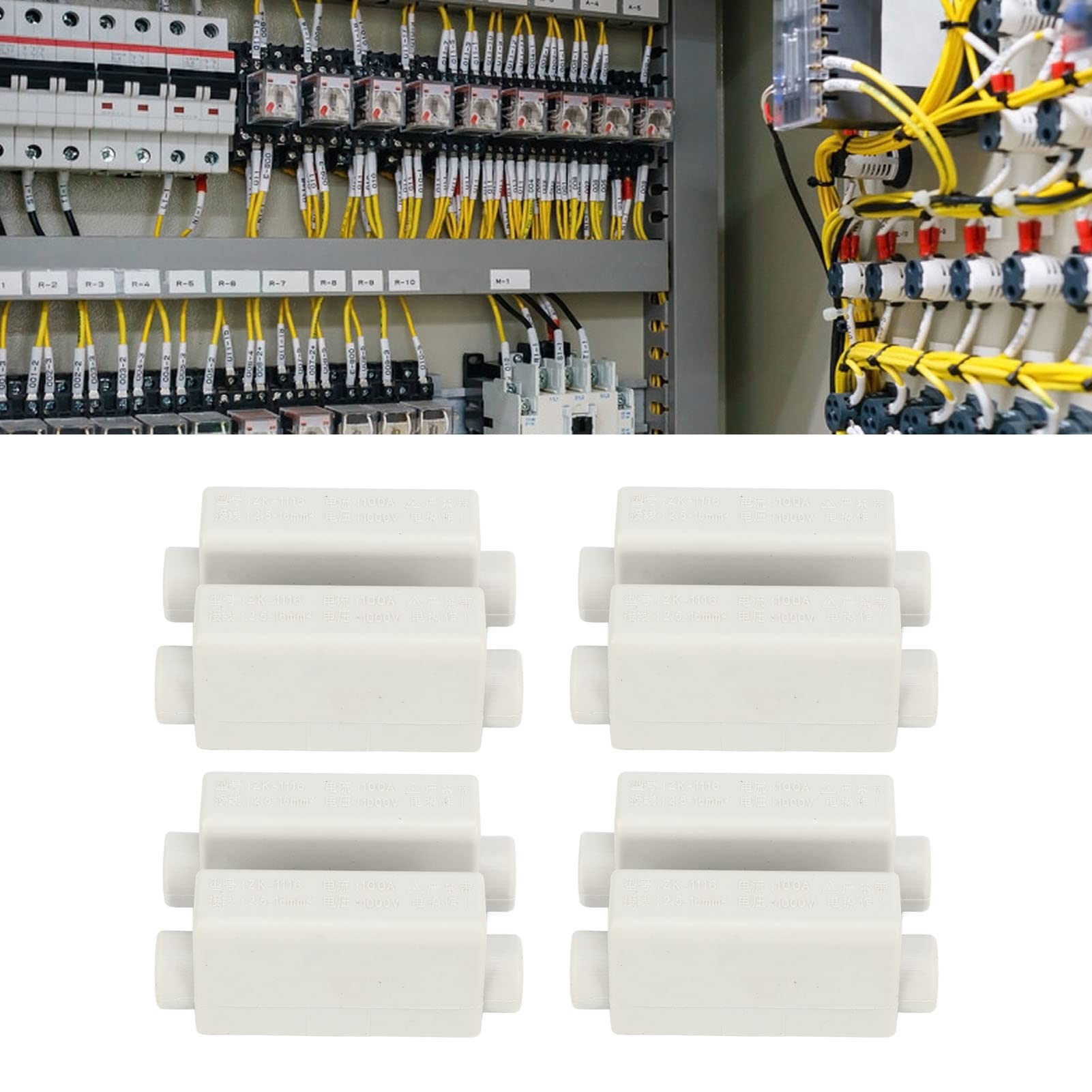 Bornier D'épissure 4 Pièces, 1000V 100A 2.5‑16mm² 2 en 2 Sorties Connecteur de Fil Haute Puissance ZK 1116 pour la Connexion