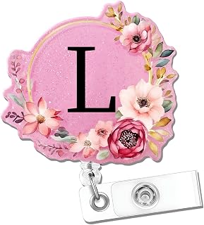 Letter L Black Acrylic Retractable Badge Reel - Classic Christmas Gift for Nurses, Teachers, Office Employees, Holiday Stocking Stuffer