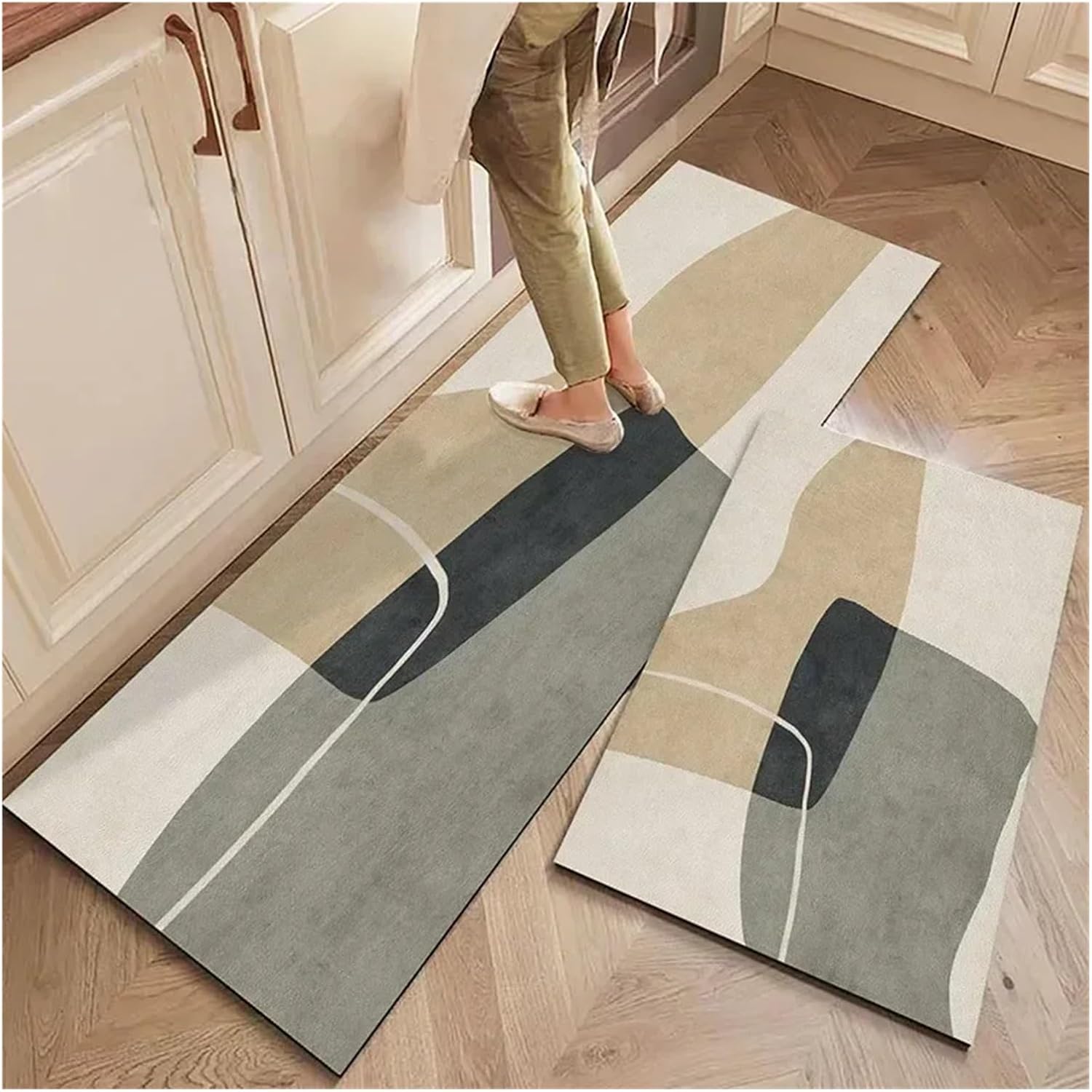 Carpet for Kitchen Floor Mat PVC Waterproof Oil-Proof Leather Rug Anti-Slip Foot Mats Home Decoration Alfombra Cocina(GU920-P,160x230cm)