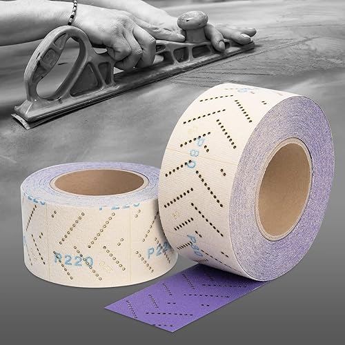 Miniatura 7 de Rollo de hoja abrasiva para lija automotriz, papel de lija multiagujero, 2-34 x 13.2 yardas, papel de lija rectangular desgarrado a mano, rollo de