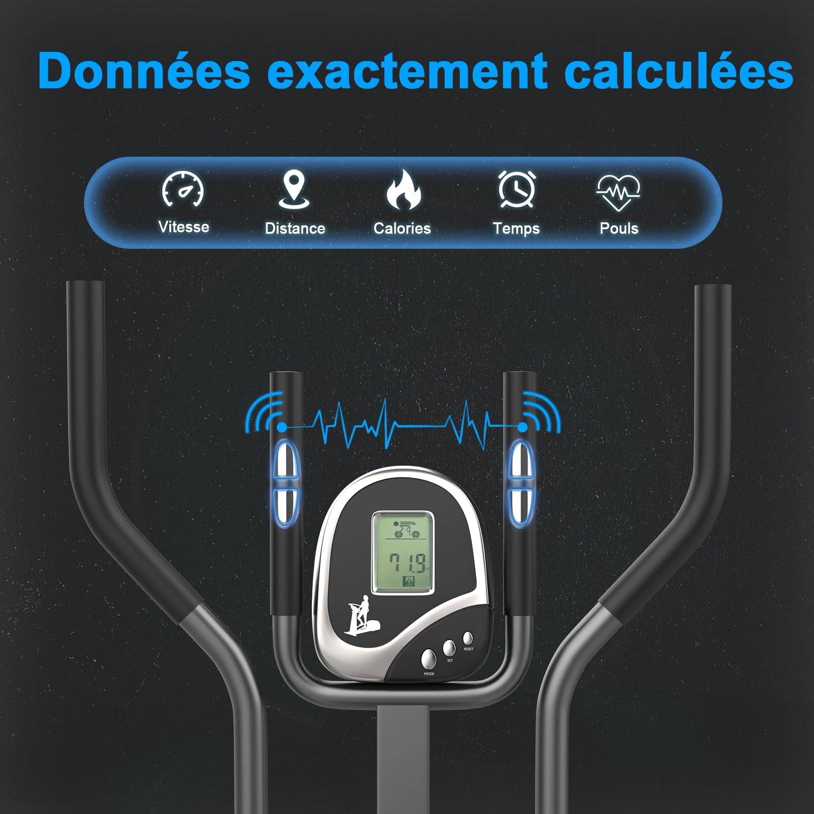 Exerciseur Vélo Elliptique pour la Maison, Vélo d'exercice 2 en 1 avec Siège et Résistance Réglables, écran LCD, Peu Encombrant, Capacité de Charge de 265 LBS