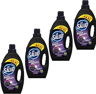 Pack de 4 LA SALUD Detergente Líquido para Ropa Negra 4L x4-240 Lavados | Protección del Color, Brillo Duradero y Cuidado Profundo para Prendas Oscuras | Ideal para Todo Tipo de Telas