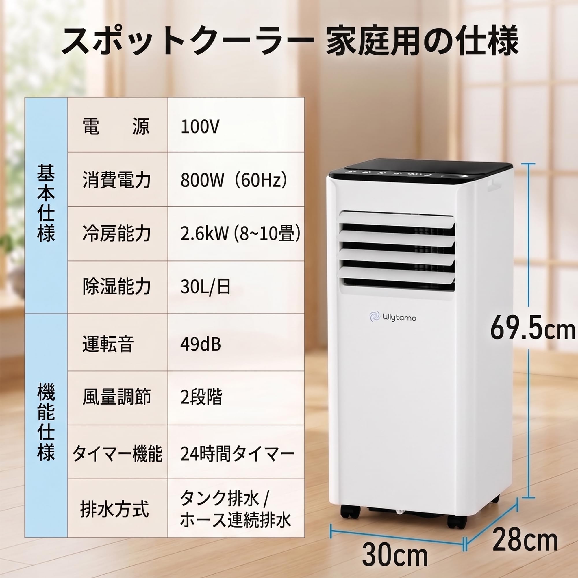 Amazon | Wiytamo スポットクーラー 【2026年猛暑対策】 2.6KW 移動式