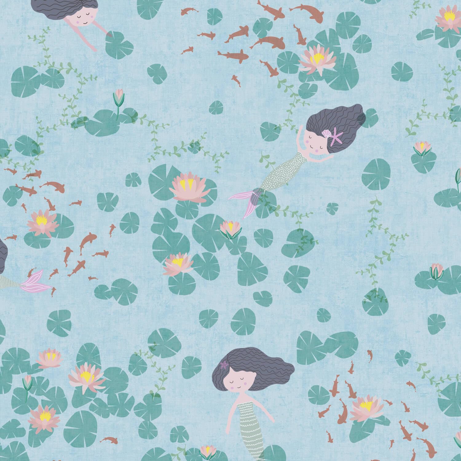 Papel pintado infantil no tejido azul y verde Profhome 771461-GU de 5,33 m2