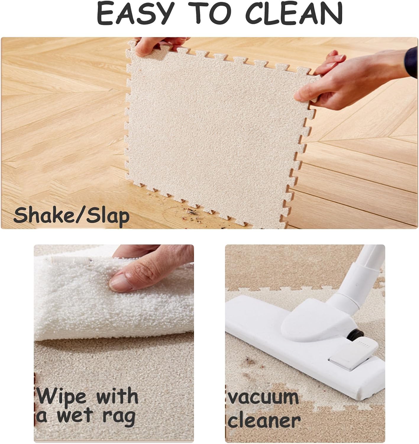 Foam Floor Tiles 16pcs 12x12in Interlocking Foam Carpet Tiles Mats EVA Fluffy Puzzle Mat 1cm Thickness Fuzzy Soft Square Play Rug Tiles for Home Decor(Color:Pink+Blue)