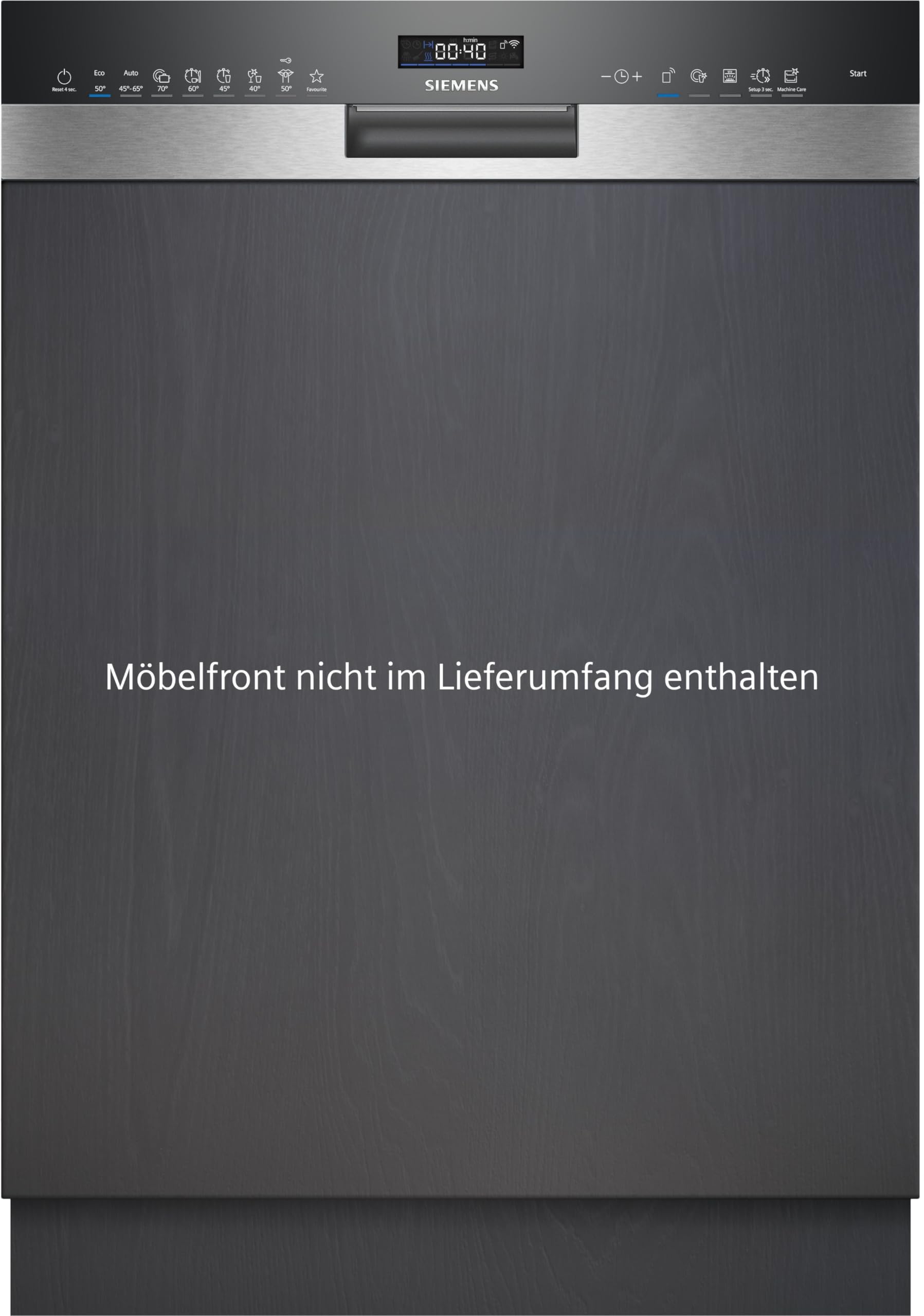 Siemens SN55ZS49CE iQ500 Teilintegrierter Geschirrspüler, 75 kWh, 14 MGD, Zeolith Trocknung, Smart Home kompatibel via Home Connect, glassZone im Oberkorb