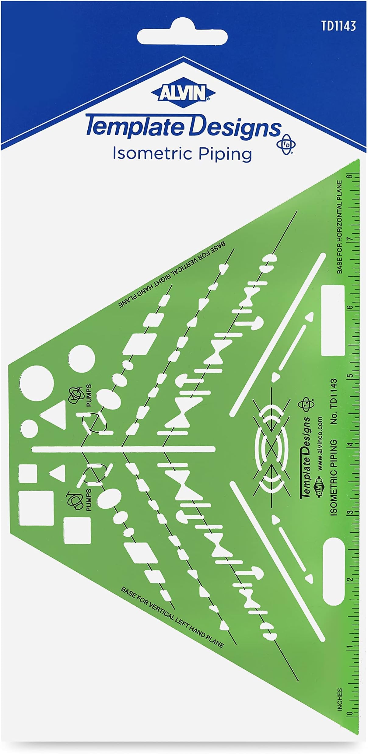 Alvin, TD1143, Isometric Piping Template, 8.5" x 5.25" x .030"