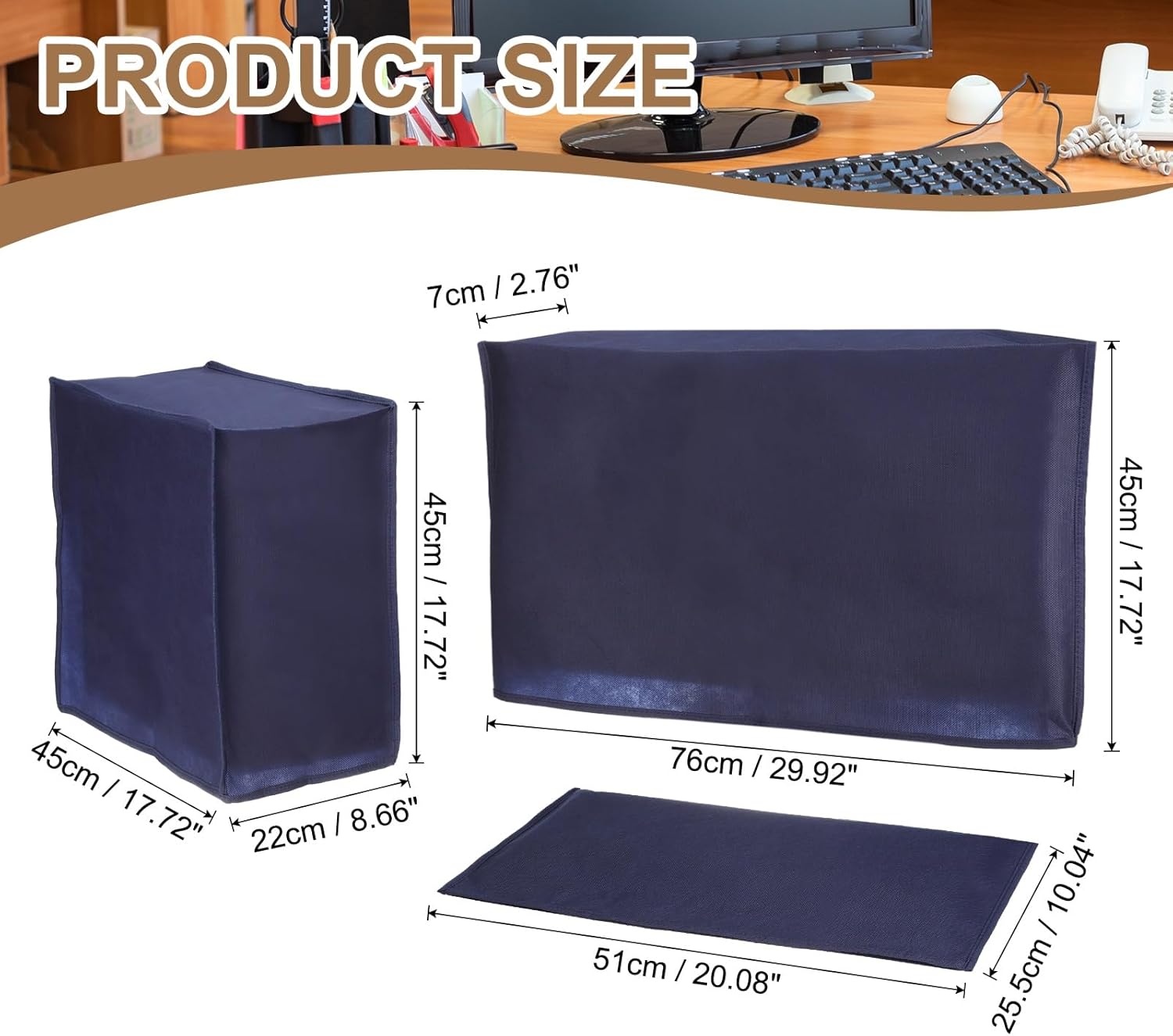 PATIKIL Computer Dust Cover Set, 32" Monitor Keyboard and Host PC Dust Proof Computer Protection Case for Desktop PC CPU Protector - 3Pcs (Blue)