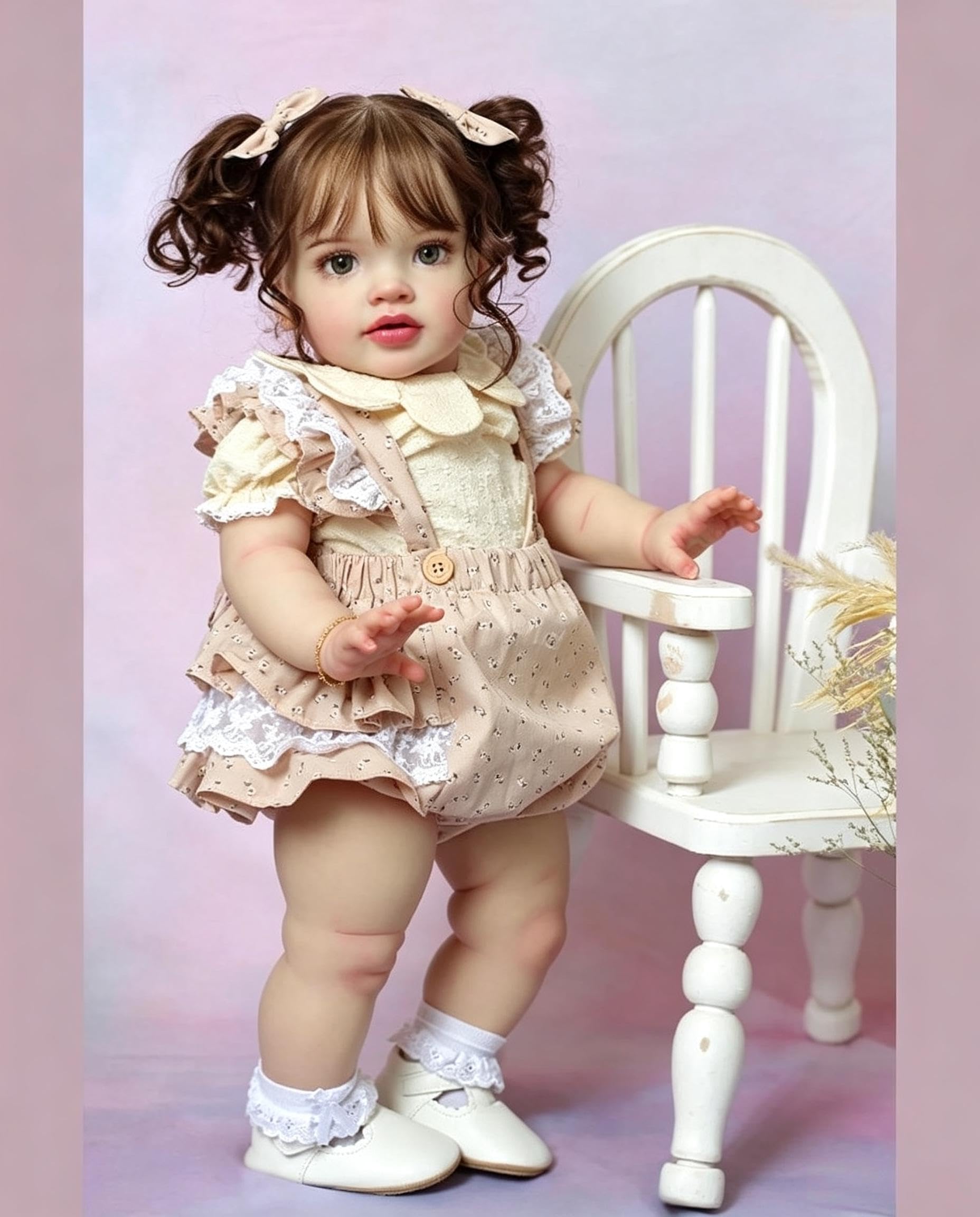 RXDOLL Realistische Reborn Babypuppen Mädchen 66 cm Handgemachte Weiche Vinyl Reborn Kleinkind Puppe mit weichem Tuch Körper Lebensechte Neugeborene Babypuppen Weihnachten Geburtstag Geschenk für