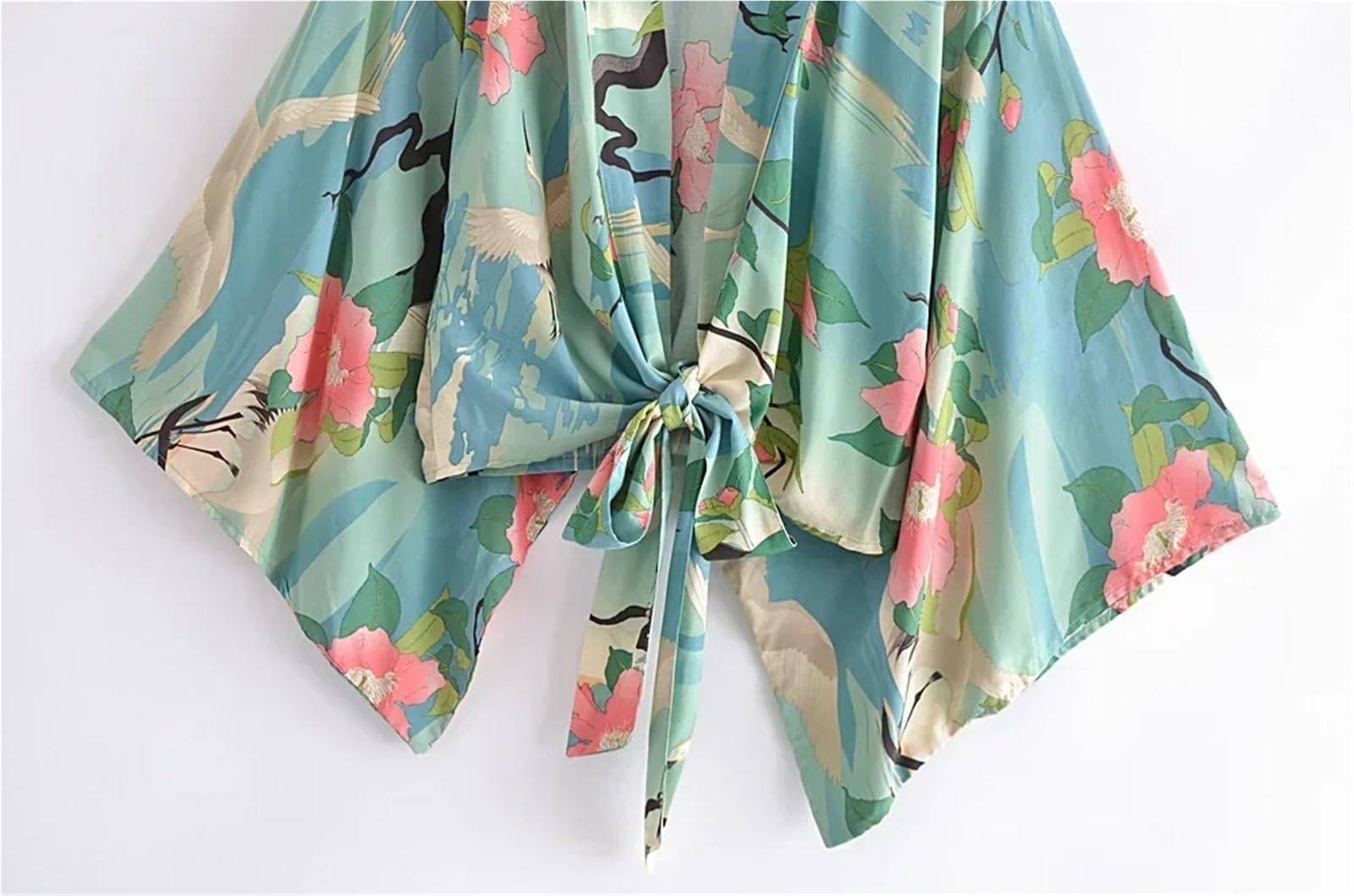 Generisch Damski kostium kąpielowy w stylu vintage, z krótkim kimono, dekolt w serek, rękawy, moda plażowa, S/M/L/XL