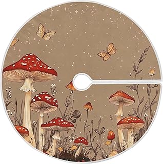 Red Mushrooms Puffball Brown Christmas Tree Decorations Round Decoration Ornaments Little for Party Kitchen Holiday 3 Foot