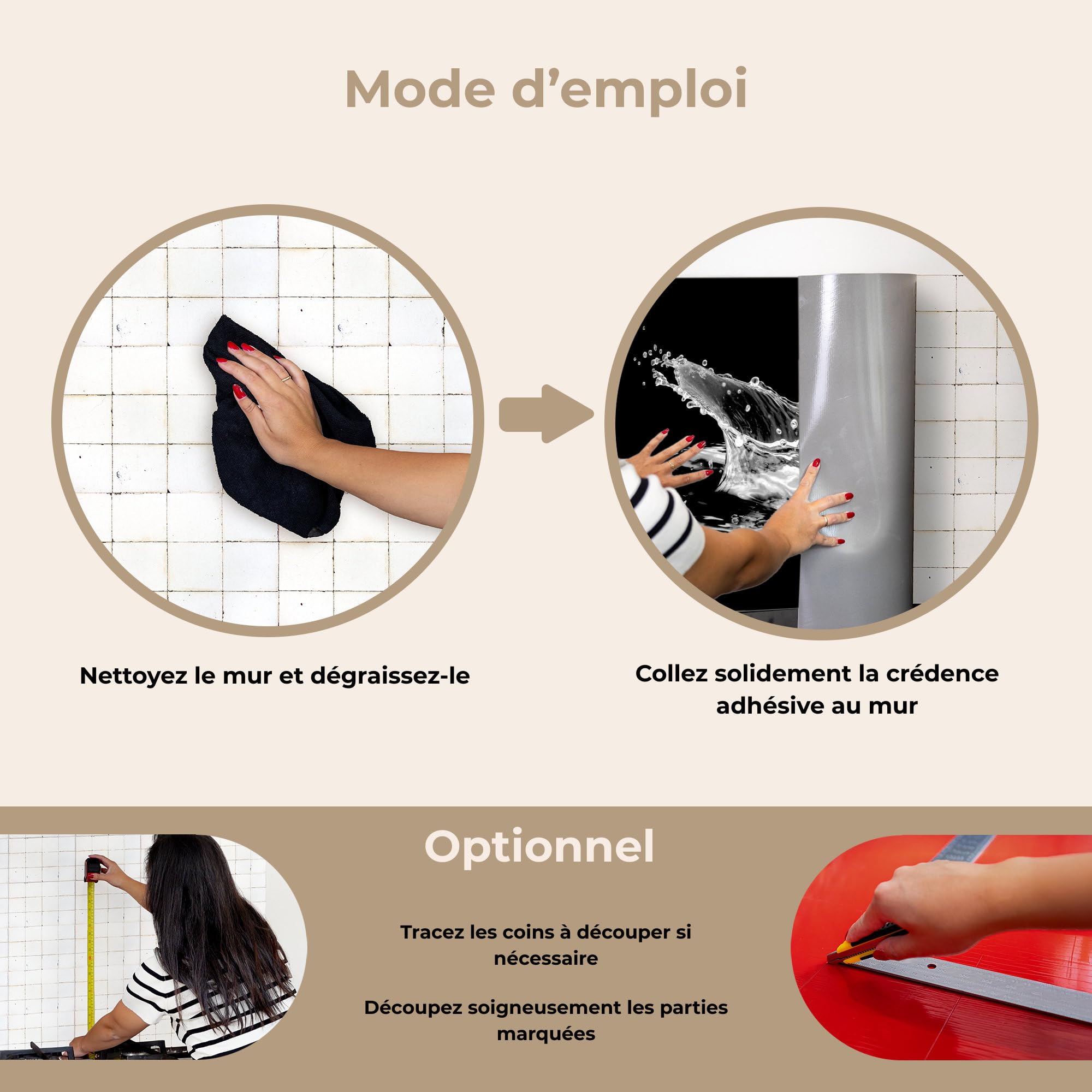 KitchenYeah© Credence Adhesive Pour Cuisine 40x60 cm Panneau Mural Adhesif Fond De Hotte Plaque Pvc Murale Peel And Stick Protege Mur Eau - Éclaboussure - Noir