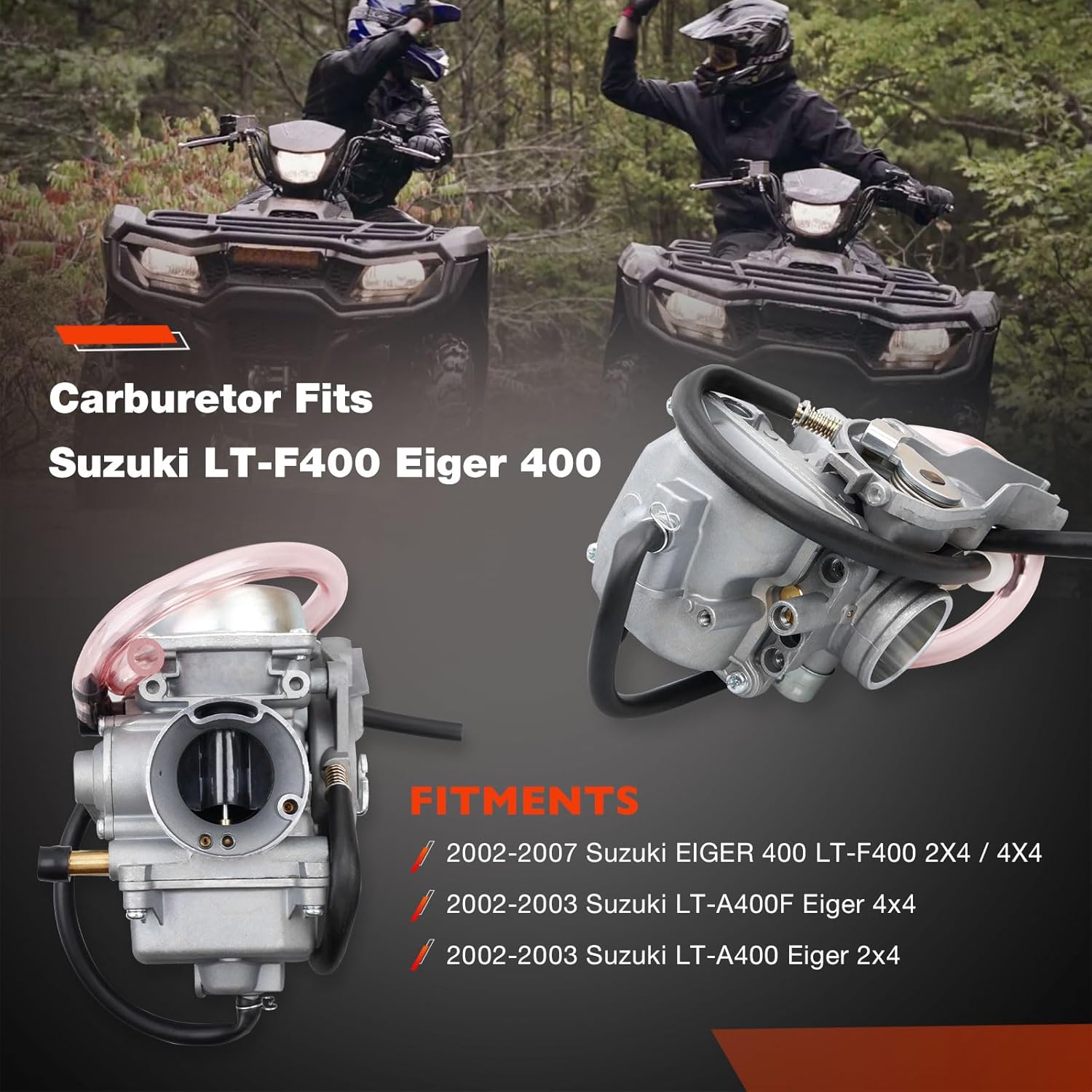 LTF400 Carburetor Replacement Compatible with 2002-2007 Suzuki LT-F400 Eiger 400 Carb,Includes Air Filter and Spark Plug