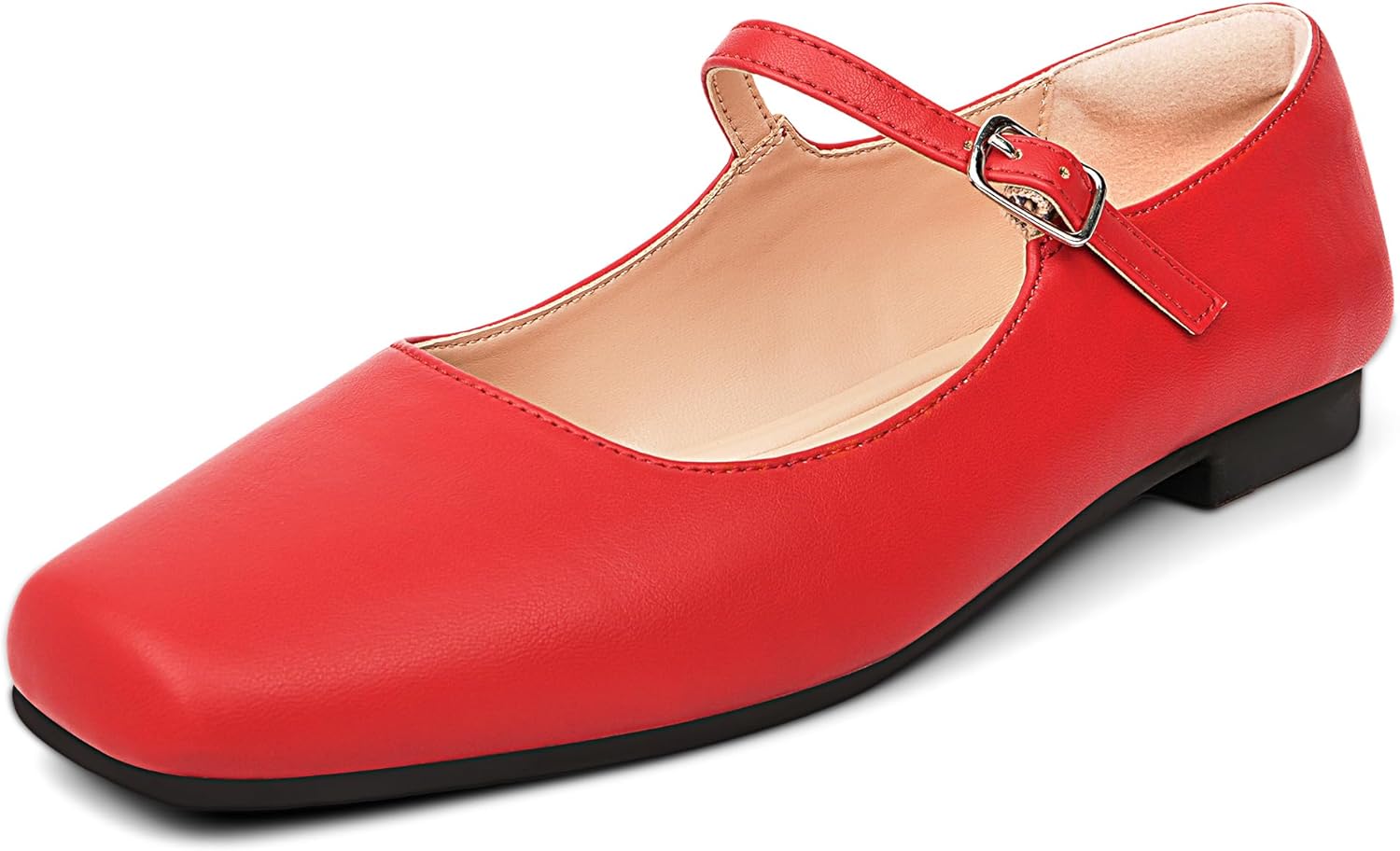 WONDERWAY Women Mary Jane Shoes,Slip On Ankle Strap Dress Flat Shoes