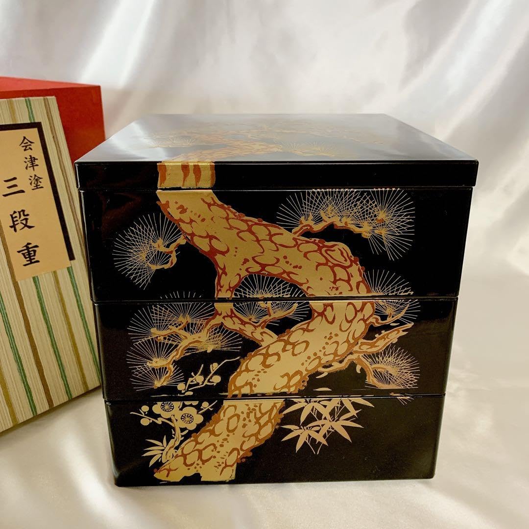 会津塗三段重箱松竹梅