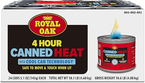 Miniatura 7 de Royal Oak Calor enlatado, 12 unidades de combustible para rozar 6 horas, fácil de abrir, resellable, sin goteo, para alimentos, quemadores
