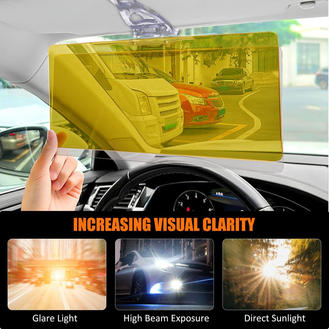 Car Anti Glare Sun Visor Extender for Day and Night Driving Polarized Windshield Shade with Eye Protection Fits Cars Suvs Trucks 11.81 X 5.70 in