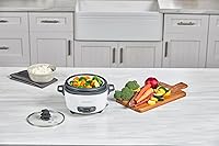 Vista 8 de BLACK+DECKER Arrocera de 6 tazas (cocida) con cesta de vapor, cuenco antiadherente extraíble, color blanco