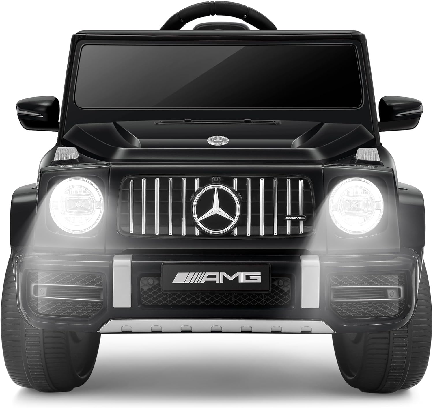 ELEMARA Licensed Mercedes-Benz AMG G63 Ride on Toys,12V Ride on Car with Remote Control,Rechargeable Battery,Flickering Lights/LED Lights, Bluetooth,Music, Soft Start, Low Battery Prompt,Dark Black