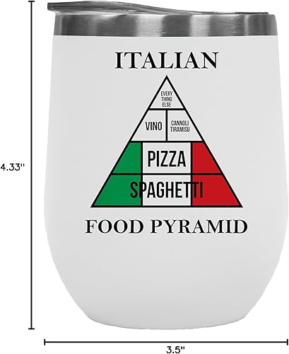 Miniatura 8 de Espaguetis, pizza, vino, tiramisú de cannoli y todo lo demás, divertido vaso de vino aislado de 12 onzas, decoración de cocina, artículos de
